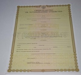 Свидетельство об Установлении Отцовства 2014г в Ульяновске