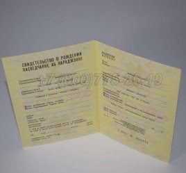 Свидетельство о Рождении 1990г Белорусской ССР в Ульяновске
